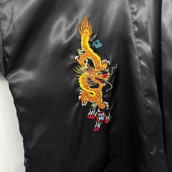 Vintage Uahong Mei Asian Satin Kimono Robe Size XL No Belt Embroidered Dragon - Picture 7 of 13